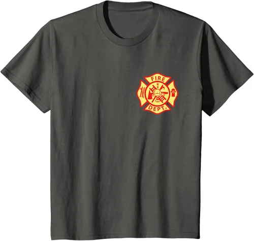Vista 77 de Camiseta con logotipo de bomberos con símbolo de bombero, Negro