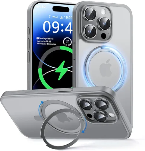 Vista 9 de MAGIC JOHN Soporte Magnético Invisible Giratorio 360° para Funda de iPhone 14 Pro [Agarre Antideslizante] [Compatible con MagSafe] 16 Pies