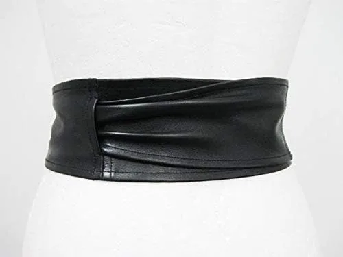 Vista 7 de Cinturón de cuero Obi para mujer, de cuero auténtico, ancho de 3 pulgadas, hecho a mano