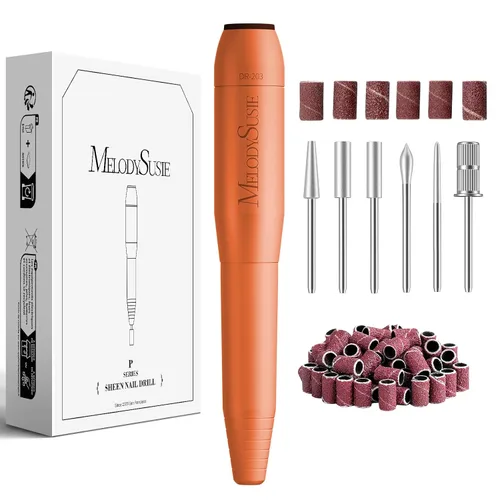 Vista 11 de MelodySusie - Kit de torno eléctrico PC120I negro con lima portátil para uñas de gel y acrílico, incluye fresas, bandas de limado, dorado