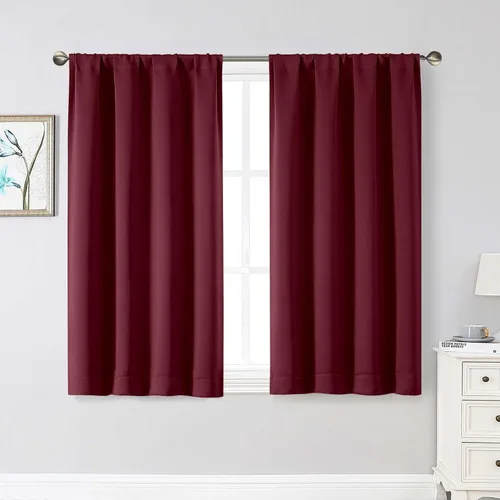 Vista 75 de Cortinas opacas para dormitorio, sala de estar, juego de 2 paneles de 54 pulgadas de largo, cortinas de oscurecimiento de habitación con aislamiento