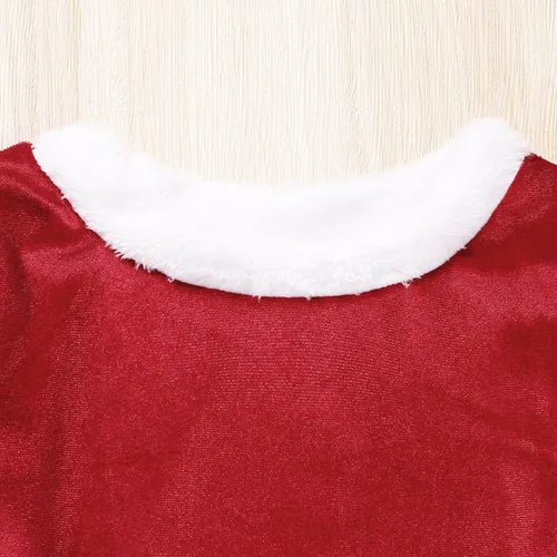 Vista 4 de AGQT Traje de Navidad para niñas pequeñas, conjunto de pantalones Snta Claus de manga larga, pantalones acampanados, sombrero talla 2-8T