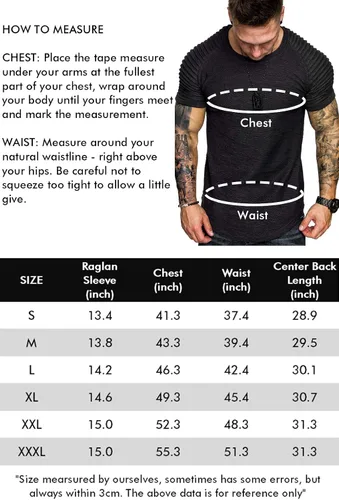Vista 7 de COOFANDY - Camiseta muscular para hombre, camiseta de manga raglán plisada para culturismo, camisetas a la moda de manga corta para entrenar