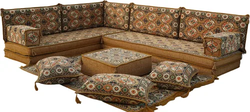 Vista 9 de arabicsofa Juego de Sofá Majlis Árabe de Esquina en Forma de L – Cojín Modular de Piso con Almohadas de Respaldo