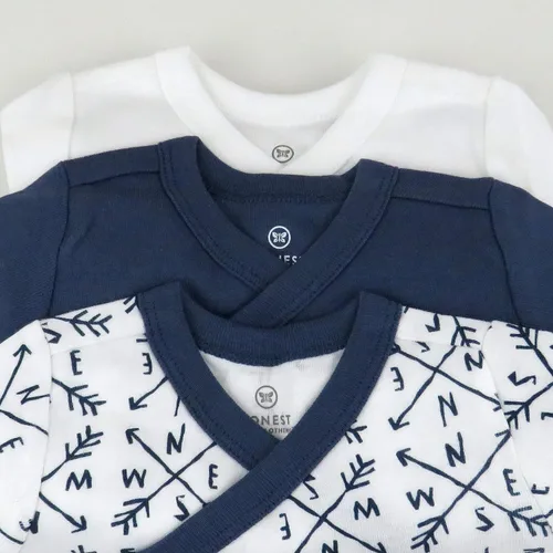 Vista 2 de HonestBaby Paquete de 3 kimonos de manga larga con cierre lateral, 100% algodón orgánico para bebés recién nacidos, para niños y niñas, unisex