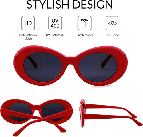 Vista 5 de Anteojos de sol con marco ovalado grueso, estilo retro, con lentes redondos.