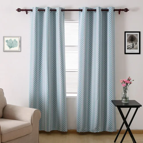 Vista 10 de Deconovo Paneles superiores con ojales, estampado marroquí azul celeste, aislamiento térmico, para ventana de dormitorio, dos cortinas transparentes