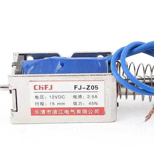 Vista 3 de Imán solenoide electroimán DC de tipo push pull (empuje, jale) Uxcell, 15 mm 45 N DC 12V 2,5A
