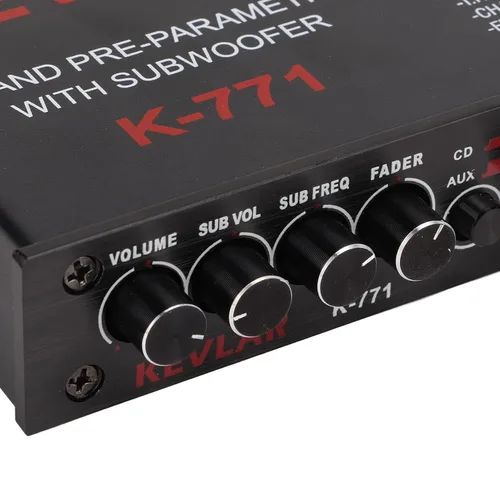 Vista 9 de Ecualizador gráfico de audio para automóvil de 7 bandas con filtro de paso bajo, entradas de alto nivel, salidas sub delanteras y traseras