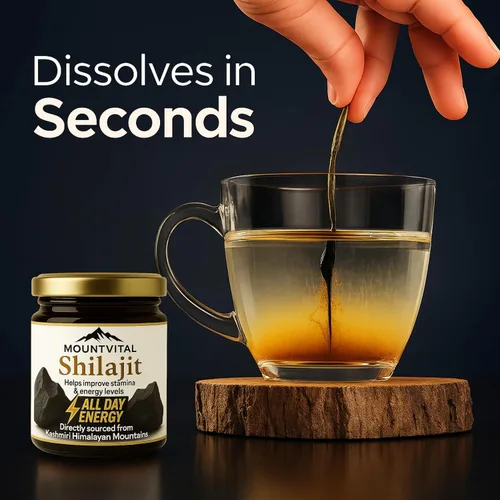 Vista 3 de Resina Shilajit pura de Cachemira 0.35 fl oz (0.35 oz) - Suplemento Shilajit del Himalaya con ácido fúlvico y minerales traza - Resina mineral