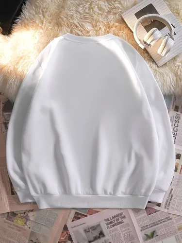 Vista 2 de SHENHE Sudadera de manga larga con cuello redondo y letras gráficas de gran tamaño para hombre