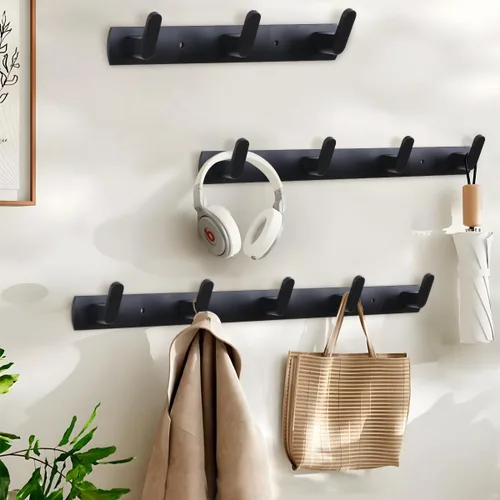 Vista 5 de Ganchos multifuncionales para toallas de bata, ganchos de pared para ropa no perforados, ganchos de aluminio para colocar armarios, baños, pasillos