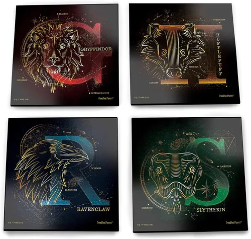 Vista 11 de Harry Potter – Logotipos de cerveza de mantequilla – Juego de cuatro posavasos de cristal de 4 x 4 pulgadas – Viene con un elegante posavasos