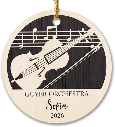 Vista 13 de Adorno de Navidad de instrumento musical de acordeón, nombre personalizado y adorno de año para acordeonista, regalo de profesor de música