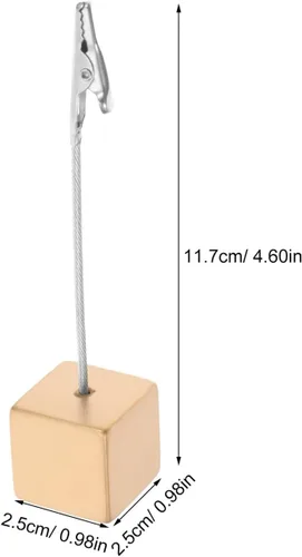 Vista 9 de 10pcs Metallic Cube Base Photo Display Clips with Alligator Clasp, Desk Memo Holders for Office Paper Notes, Table Number and Name Card Stand, Paper