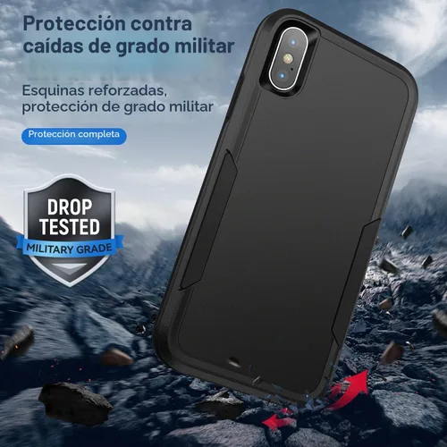 Vista 3 de Carcasa resistente para iPhone X/Xs, de doble capa, a prueba de Negro