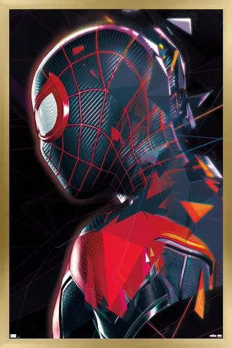 Vista 14 de Trends International Marvel's Spider-Man: Miles Morales - Póster de pared de perfil, 14.725 x 22.375 pulgadas, versión enmarcada de madera de granero