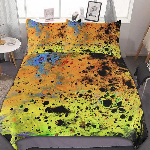 Vista 36 de Juego de 3 piezas de edredón neón que brilla en la oscuridad, funda de almohada de microfibra con cremallera para cama matrimonial, Queen