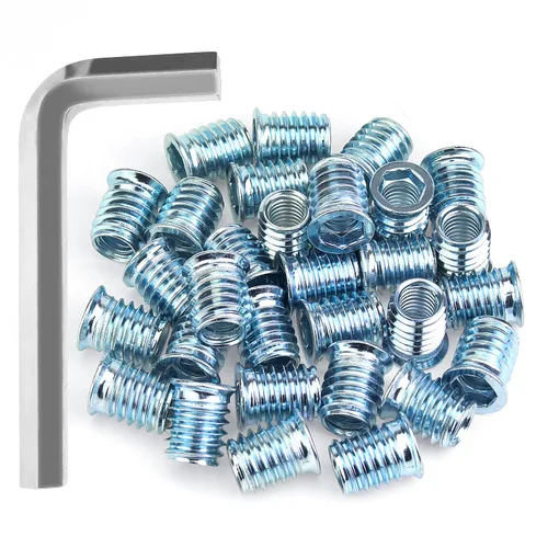 Vista 9 de Insertos roscados de 1/4-20, insertos de madera, insertos roscados de acero para tornillo de muebles de madera, kit de 145 piezas de insertos