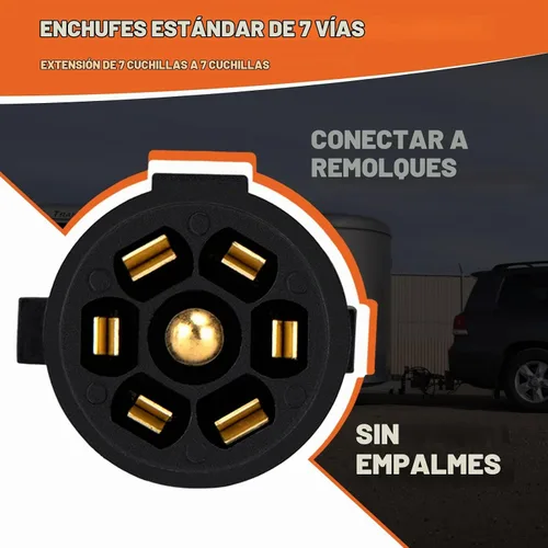 Vista 3 de Extensión de remolque de 7 pines (4 pies) - Extensión de enchufe de remolque de 7 vías - Extensión de enchufe de remolque de 7 cuchillas