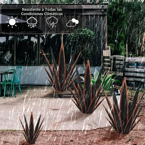 Vista 5 de KODIBO Planta de agave de metal de 24 pulgadas, decoración al aire libre Negro