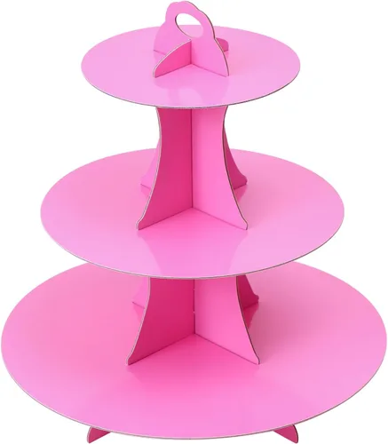 Vista 25 de Soleebee Soporte redondo de 3 niveles para cupcakes, torre de cartón para cupcakes, torre de soporte para pasteles de postre para decoración