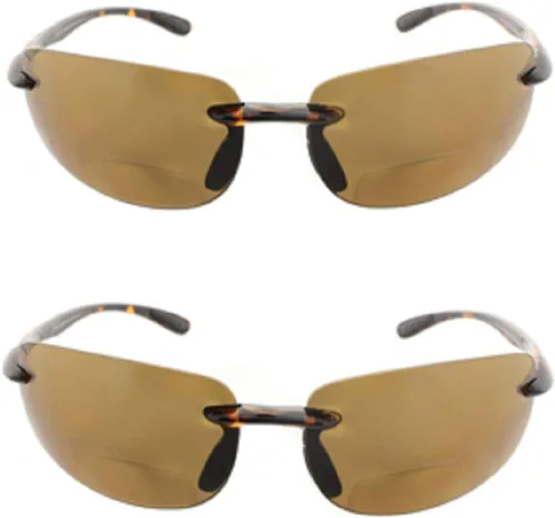 Vista 6 de 2 pares de lentes de sol bifocales sin montura para hombres y mujeres, lentes de sol para conducción nocturna, color amarillo y ahumado