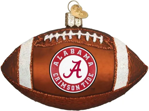 Vista 2 de Old World Christmas Gorro de béisbol de Alabama para árbol de Navidad soplado de vidrio