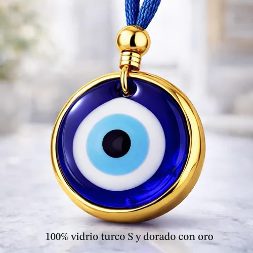 Vista 6 de Juego de 2 adornos dorados para colgar en el coche de ojo turco para el mal de ojo, accesorios para el mal de ojo, regalo para mujeres u hombres