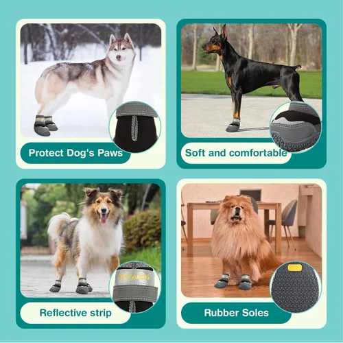 Vista 5 de Petanims Zapatos para Perros para Perros Pequeños, Botas para Perros Medianos y Protectores de Patas para Nieve de Invierno, Botines Impermeables
