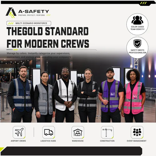 Vista 6 de A-SAFETY Chaleco de Seguridad Reflejante de Alta Visibilidad con Logo Personalizado (XS-8XL)