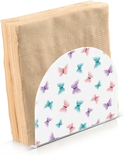 Vista 2 de Butterfly Acrylic Napkin Holder Clear Paper Napkin Table Tabletop Tissue Dispenser Kitchen Dining Room Bathroom Party Hotel Decor
