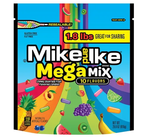 Vista 3 de Mike & Ike - Mega Mix - Caramelos masticables surtidos - Bolsa resellable de 1.8 libras