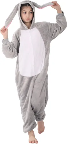 Vista 4 de WOYASIM Pijama de animal para niños, disfraz de una pieza, ropa de dormir, Halloween, Pascua, cosplay para niñas y niños