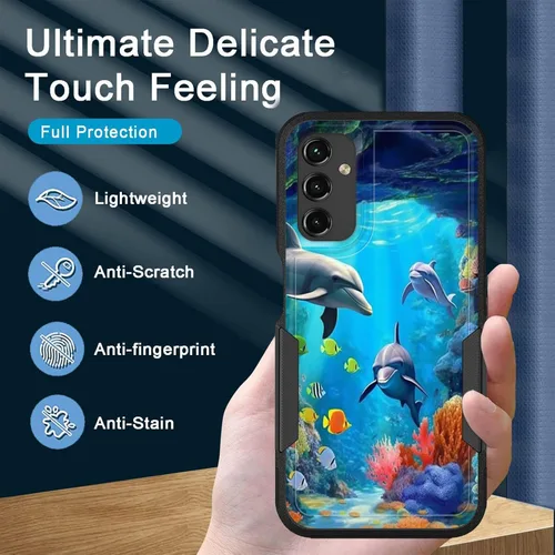 Vista 375 de Funda para Galaxy A14 5G, resistente de doble capa híbrida de policarbonato duro, goma suave, a prueba de golpes, funda protectora resistente