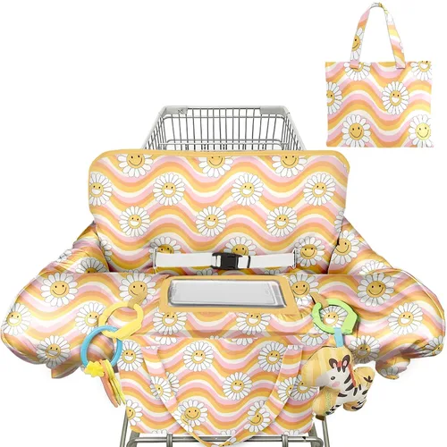 Vista 16 de Funda negra para carrito de compras para bebé, funda para silla alta 2 en 1, con arnés de seguridad, multifuncional, patrón de perro, fundas