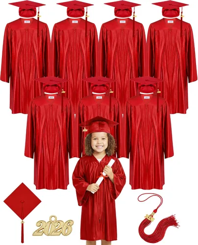 Vista 9 de Xuhal Juego de 8 gorros y batas de graduación preescolar para jardín de infantes, gorro de graduación para niños con borla de graduación 2026