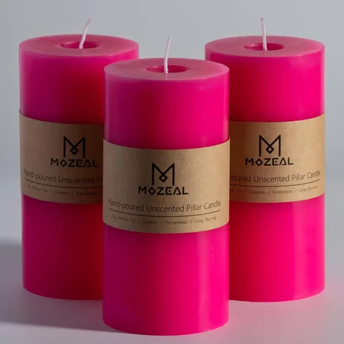 Vista 94 de MOZEAL Juego de 3 velas sin perfume vertidas a mano de 3 x 6 pulgadas, velas tipo pilar sin goteo, combustión de larga duración, aproximadamente 120