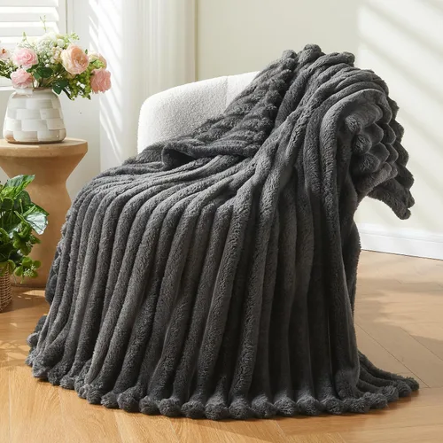 Vista 19 de NEWCOSPLAY Manta de Tiro Súper Suave Aqua Franela Sedosa Premium Forro Polar Jacquard Acanalado 3D Ligero Manta de Cama Uso en Todas las Estaciones
