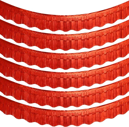 Vista 11 de LOLStar Paquete de 6 guirnaldas de flecos de papel de aluminio de oropel negro, decoraciones de fiesta de cumpleaños, pancarta de serpentinas