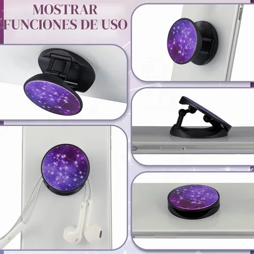Vista 4 de Honoson 9 Piezas Soporte de Agarre para Teléfono Celular Soporte Plegable Colorido Autoadhesivo Anillo para Dedos de Sublimación para Teléfono
