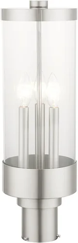 Vista 8 de Livex Lighting 20728-91 Hillcrest - Linterna de poste superior para exteriores, acabado de níquel cepillado con cristal transparente