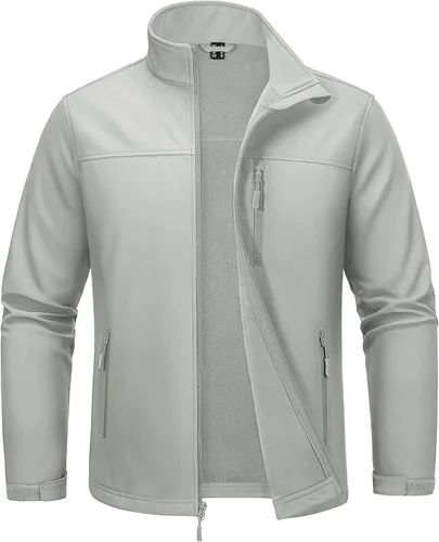 Vista 12 de MAGCOMSEN Chaqueta ligera Softshell para hombre, con forro polar, impermeable, cortavientos, para senderismo al aire libre