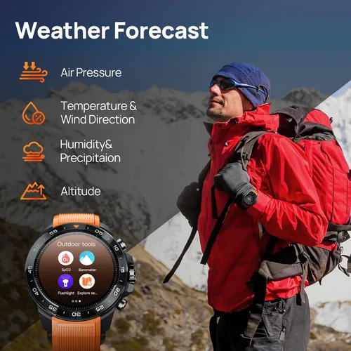 Vista 4 de mibro GS Explorer S - Reloj inteligente militar resistente para hombre con bisel de cerámica, pantalla AMOLED de 1.32 pulgadas, GPS de doble banda