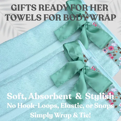 Vista 6 de UWRAPT Toalla para mujer, cierre de lazo, sin ganchos ni broches, 100% algodón, absorbente para spa, ducha, baño, piscina