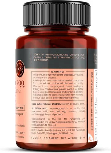 Vista 9 de Triple Strength PQQ (pirroloquinolina quinona) - Masivo 30mg x 60 cápsulas vegetarianas - 300% más fuerte que la mayoría de nuestros competidores