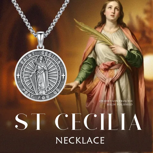 Vista 7 de 925 Sterling Silver Patron Saint Amulet Necklace for Men Women plateado
