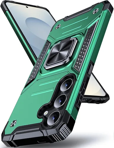 Vista 114 de DASFOND Diseñada para funda Galaxy S8 con soporte, anillo metálico giratorio mejorado de 360°, soporte kickstand de grado militar, resistente a
