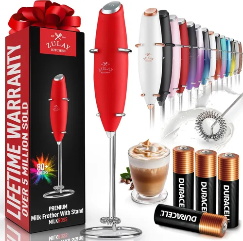 Vista 116 de Zulay Milk Boss Espumador de leche potente manual, hace espuma para latte, batidor para mezclar bebidas, café, miniespumador para capuchino, frappé