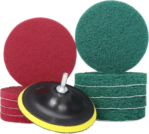 Vista 8 de Cepillo de taladro de 3 pulgadas, limpiador de azulejos y bañera resistente, kit de limpieza para el hogar, incluye accesorio de taladro, 5 rojas, 5